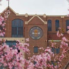 building with flowers