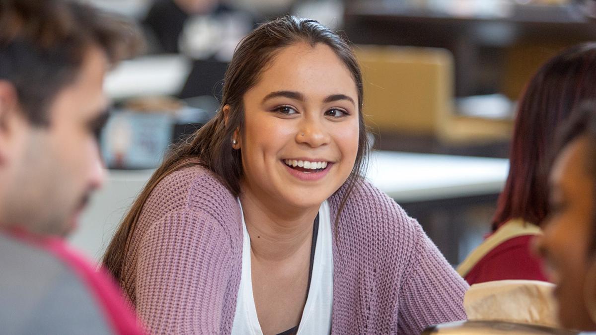 Student at a table