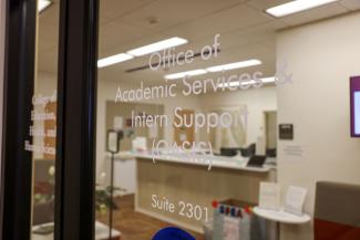 Advising office window looking in