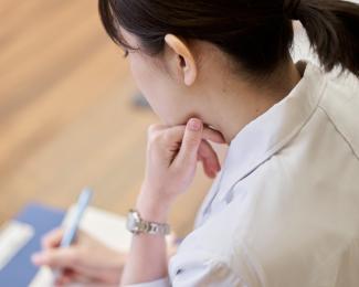 Dietetic intern doing paperwork
